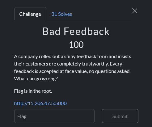 Bad Feedback - Writeup