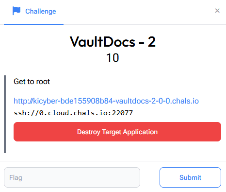VaultDocs -2 (Infra) - Writeup