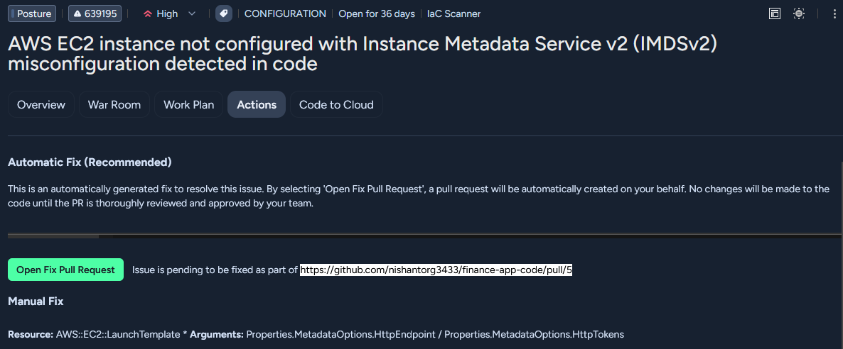 The active Cortex-generated pull request Fix PR