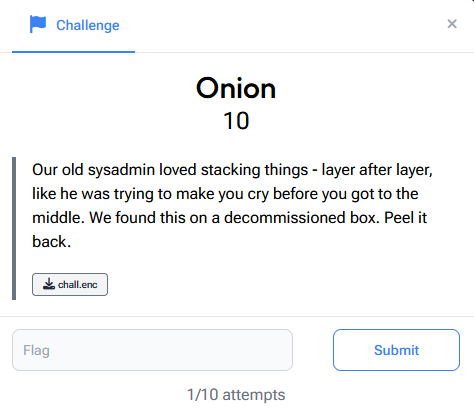 Onion challenge card Onion challenge card