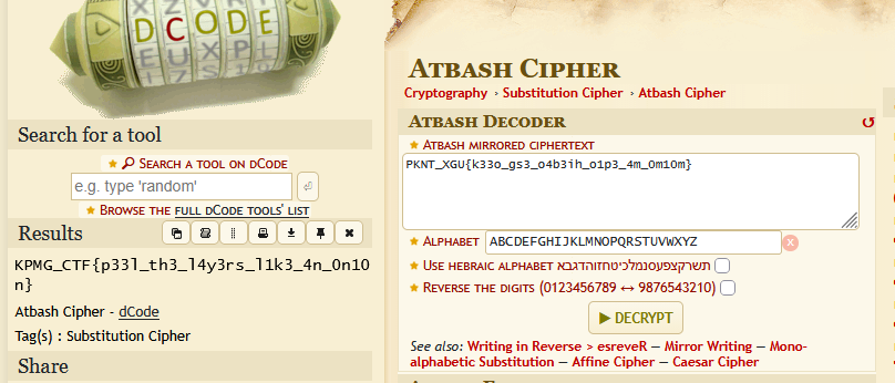 dCode Atbash decryption dCode Atbash decryption