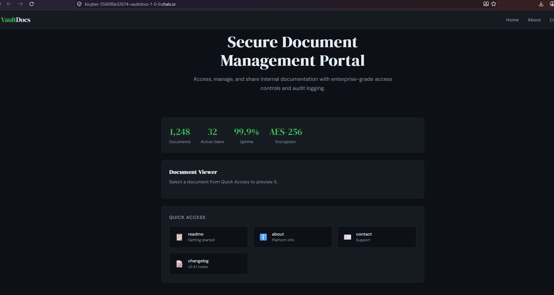 VaultDocs home page VaultDocs home page