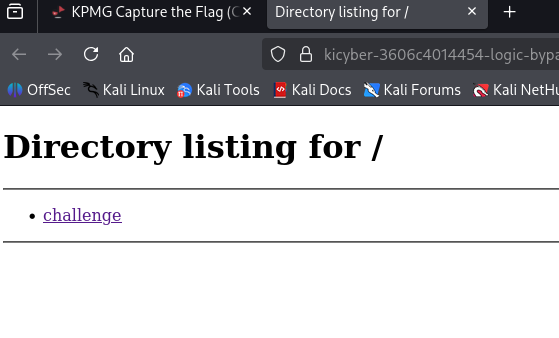 Directory listing with the challenge binary Directory listing with the challenge binary