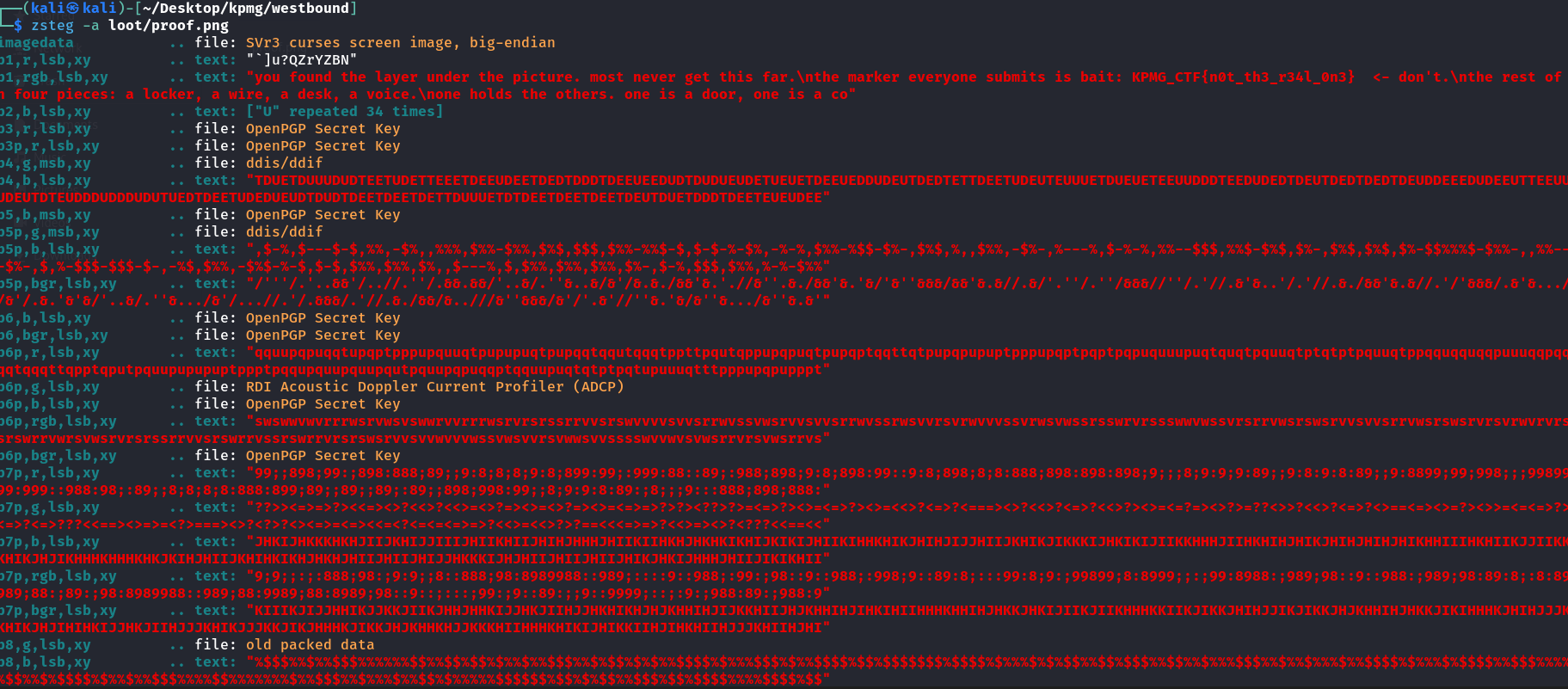 zsteg output revealing the hidden layer zsteg output revealing the hidden layer