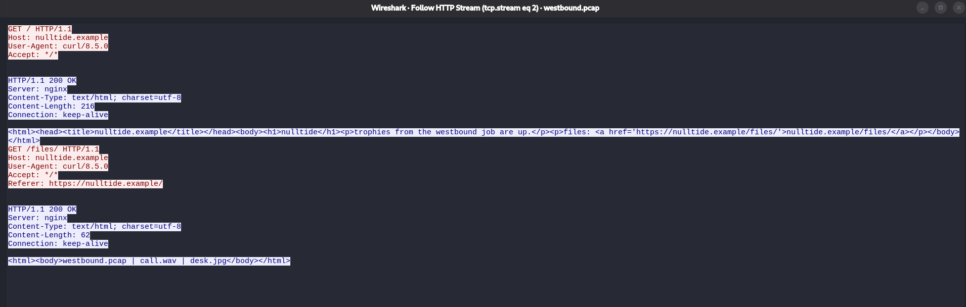 Wireshark HTTP stream - nulltide.example Wireshark HTTP stream - nulltide.example