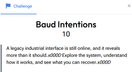 Baud Intentions challenge card Baud Intentions challenge card
