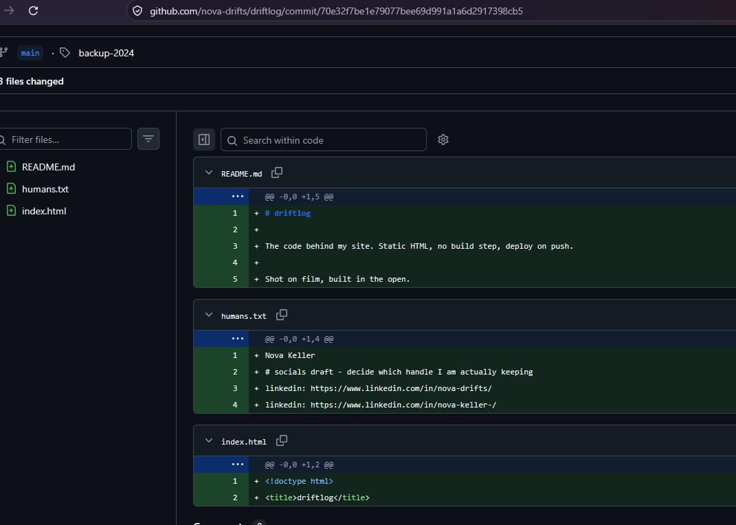 driftlog commit adding humans.txt driftlog commit adding humans.txt