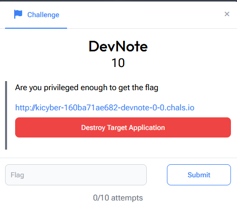 DevNote challenge card