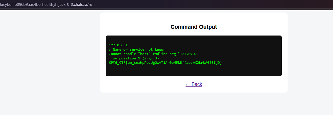 Flag in command output Flag in command output
